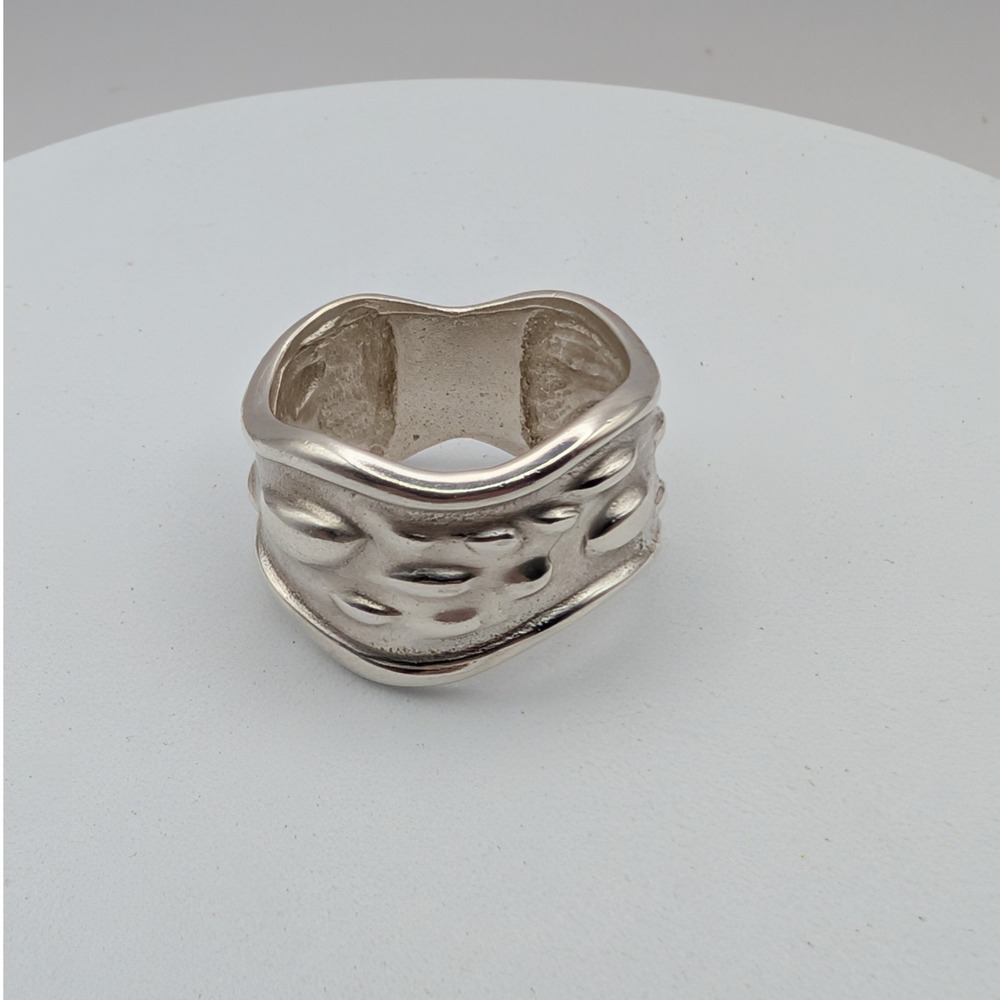 Taxco 925 Sterling Silver Wide Textured Organic Band Ring Size 6.5 6.4g - Picture 1 of 10